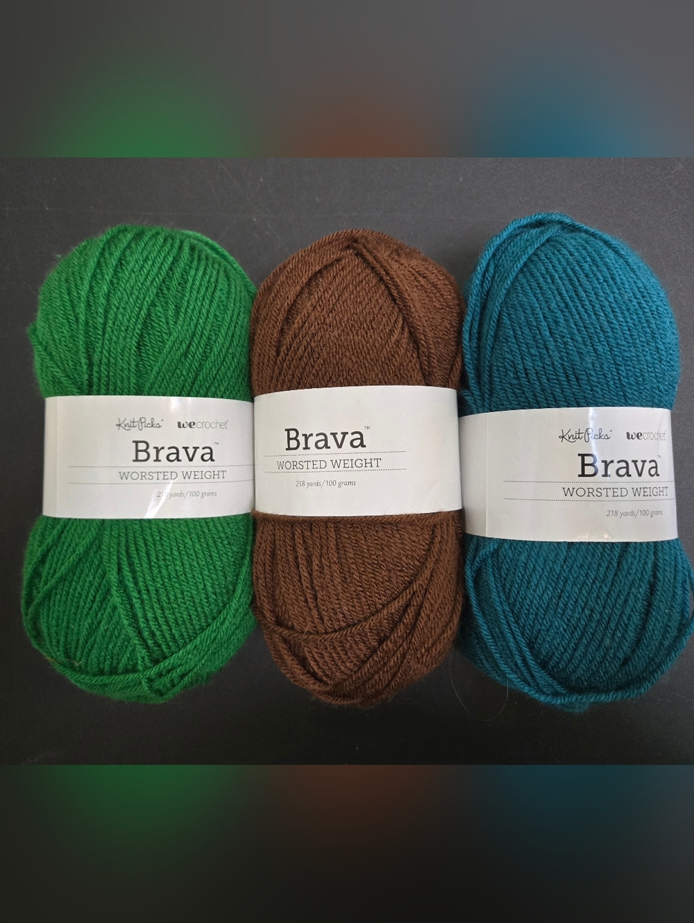 Brava Worsted Weight Yarn Trio - Sienna Tidepool Grass
